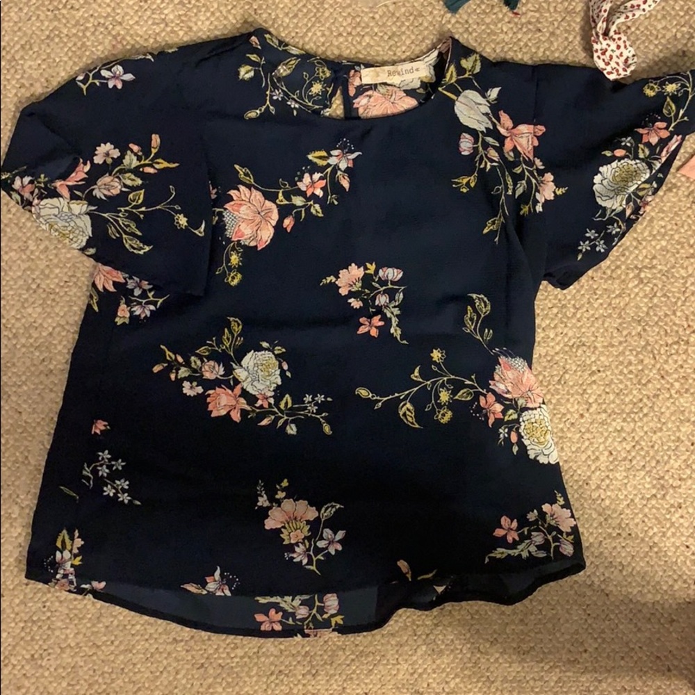 Navy blue floral top